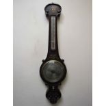 A mid 19th Century rosewood 8" wheel barometer with brass/mother of pearl inlay,