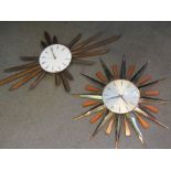 Two mid 20th Century Metamec sunbusrt design wall clocks,