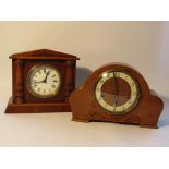 A mid 20th Century walnut cased 8 day mantel clock with Westminster/Whittington chimes,