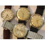 Four mid 20th Century steel cased manual wind wristwatches inclduing Oris, Mira,