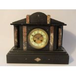 A late 19th Century slate and marble mantel clock of architectural form,