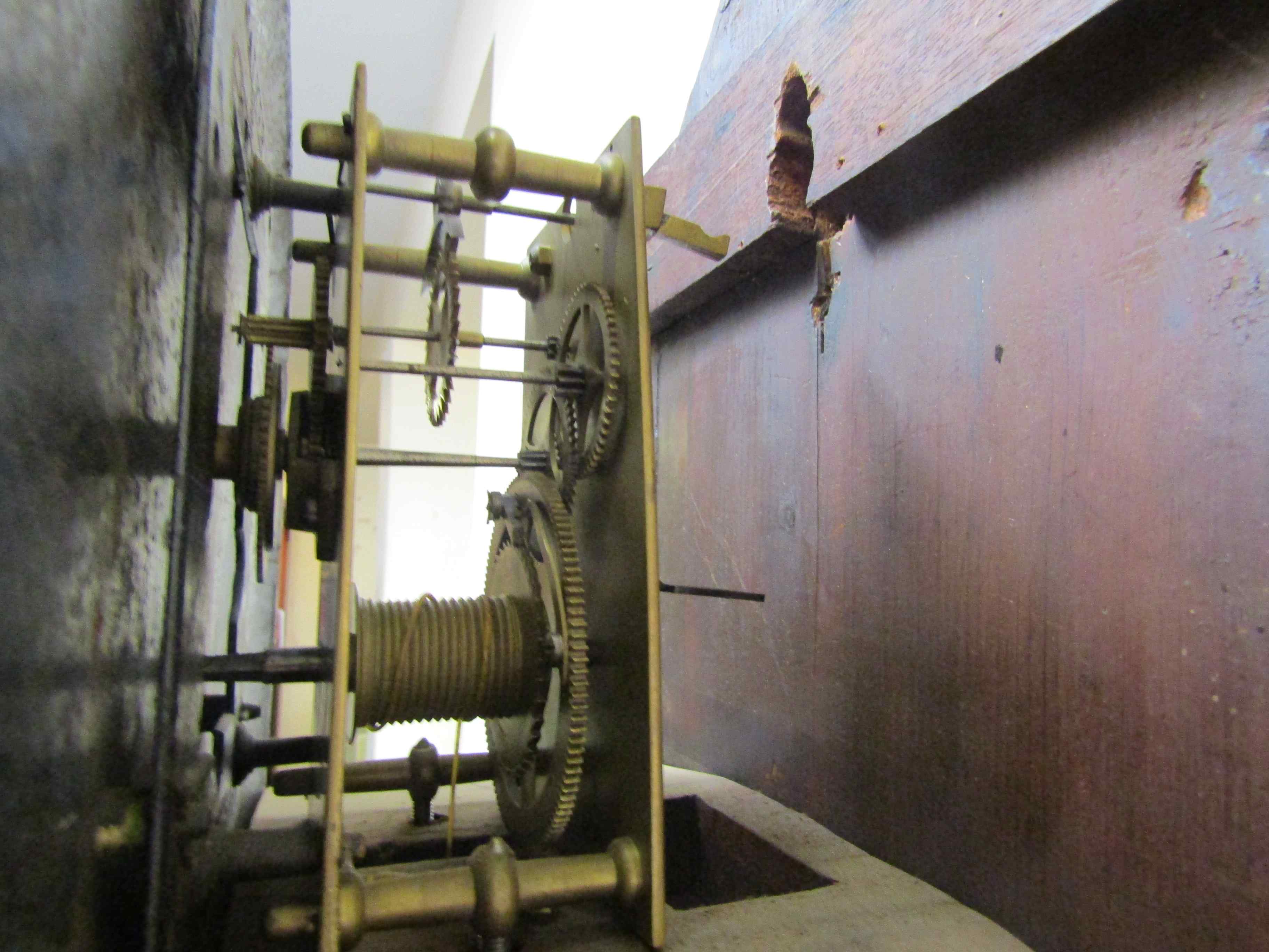 An early 19th Century mahogany and ebony inlaid single weight driven trunk dial/tavern clock,