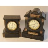 Two late 19th Century French slate and marble timepieces with French single train movements and