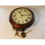 An early 20th Century mahogany cased dial clock, unsigned painted metal 10" Roman dial,