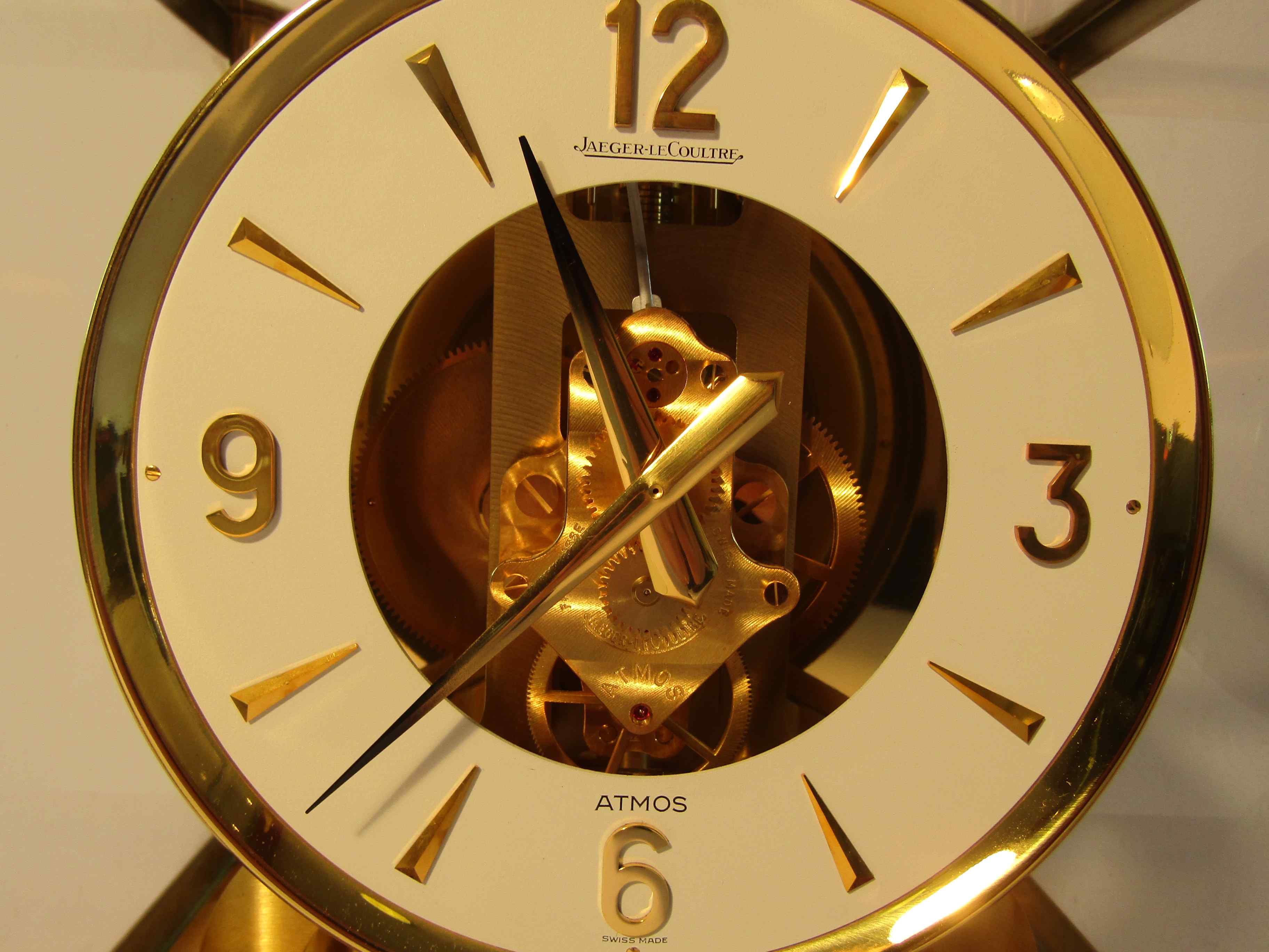 A Jaeger LeCoultre Atmos clock in gilt brass and glazed casing, serial no. - Image 2 of 4