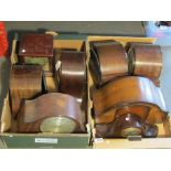 Two boxes of early to mid 20th Century oak and walnut clocks and cases including Smith's (8)