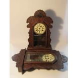 Two late 19th/early 20th Century American Ansonia "gingerbread" wall and shelf clocks with 8 day
