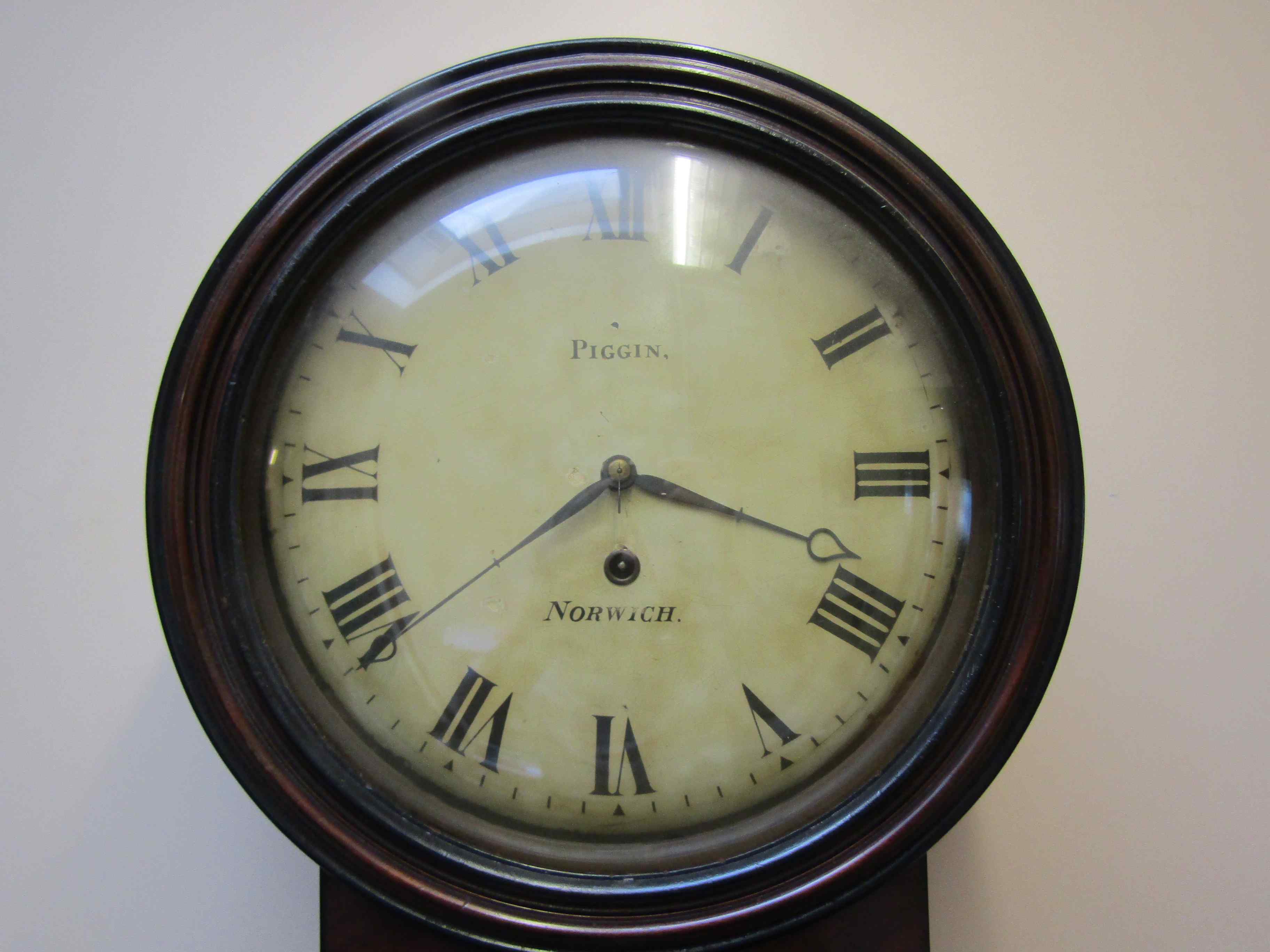 An early 19th Century mahogany and ebony inlaid single weight driven trunk dial/tavern clock, - Image 3 of 12