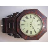 A 19th Century rosewood drop dial wall clock with carved grape and vine mouldings,