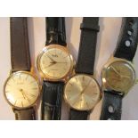 Four mid 20th Century gent's steel and gold plated wristwatches including Mudu,