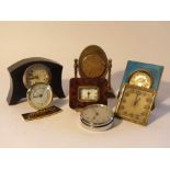 Seven various miniature desk timepieces,