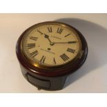 An early 20th Century 10" dial clock in mahogany case, painted metal Roman dial signed A.