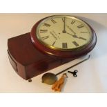 A late 19th/early 20th Century mahogany cased drop dial wall clock,