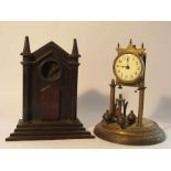 A Victorian Gothic style wooden pocket watch holder,