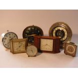 Seven assorted mid 20th Century alarm clocks including Westclox, Smith's,