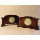 Two Edwardian mahogany cased timepieces of architectural form,
