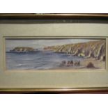 Framed and glazed watercolour "Marloes Sands, Pembrokeshire" - L.L. Davies, 12.