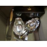 A quantity of plated metal wares including sauce boats,