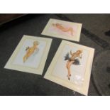Three classic Vargas prints of scanty clad females