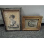 Two early 19th Century monotone portrait pictures/ prints