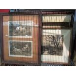 A selection of pictures and prints including two images of terriers