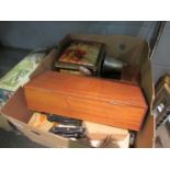 A box of sewing items,