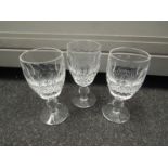 Six Waterford "Colleen" pattern crystal sherry flutes (boxed)