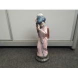 A Lladro Japanese girl with a fan,