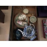 A box of miscellaneous including tulip vase,