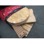 A bag of wooden chopping blocks,