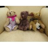 Three "Always Mine" handmade jointed mohair teddy bears,