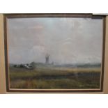 ALFRED SAUNDERS: Braydon Marsh, North Norfolk, oil, 1984,