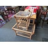 Two glass bamboo conservatory tables
