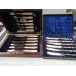 A cased set of mother-of-pearl fruit knives and forks,