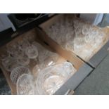 Two boxes of crystal glassware including tumblers, brandy balloons,