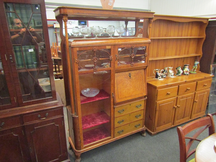 A Bedemeier style bird's eye maple cabinet,