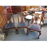 Three 1940's Georgian revival walnut dining chairs