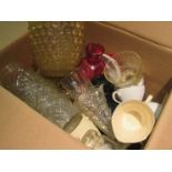 Two boxes of miscellaneous china and glass ware