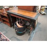 A Victorian walnut and ebonised ecclesiastical movement card table on turned legs