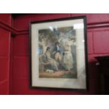 After George Marland - a framed and glazed print of figures outside a tavern.