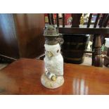 A Victorian porcelain parrot oil lamp,