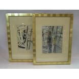 A pair of Eiffel Tower pictures, a black and white signed example and a pastel example,