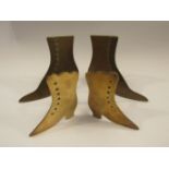 Two pairs of brass mantelpiece boots