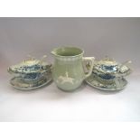 A Spode Fortuna jug together with two Victorian sauce tureens (3)