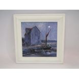 KEN CURTIS: Pastel on board depicting Pin Mill, Woodbridge, in moonlight, signed lower right,