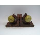 A pair of World globe bookends