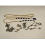Mixed jewellery including pearl necklace