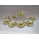 A Sampson Smith Ltd "Old Royal China" tea set with floral detailing comprising of six cups and