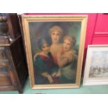 A 19th Century style portrait oleograph of three young ladies, gilt framed,