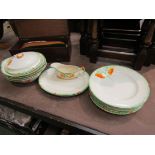 A Woods Ivory ware part dinner service, white and floral design including tureens,